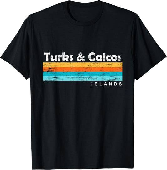 Vintage Turks & Caicos Islands Palm Trees Grace Bay Beach T-Shirt - T-Shirt | Black