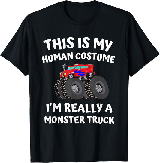 Kids Monster Truck Halloween Costume Toddler Boys 5T 4T T-Shirt - T-Shirt | Black