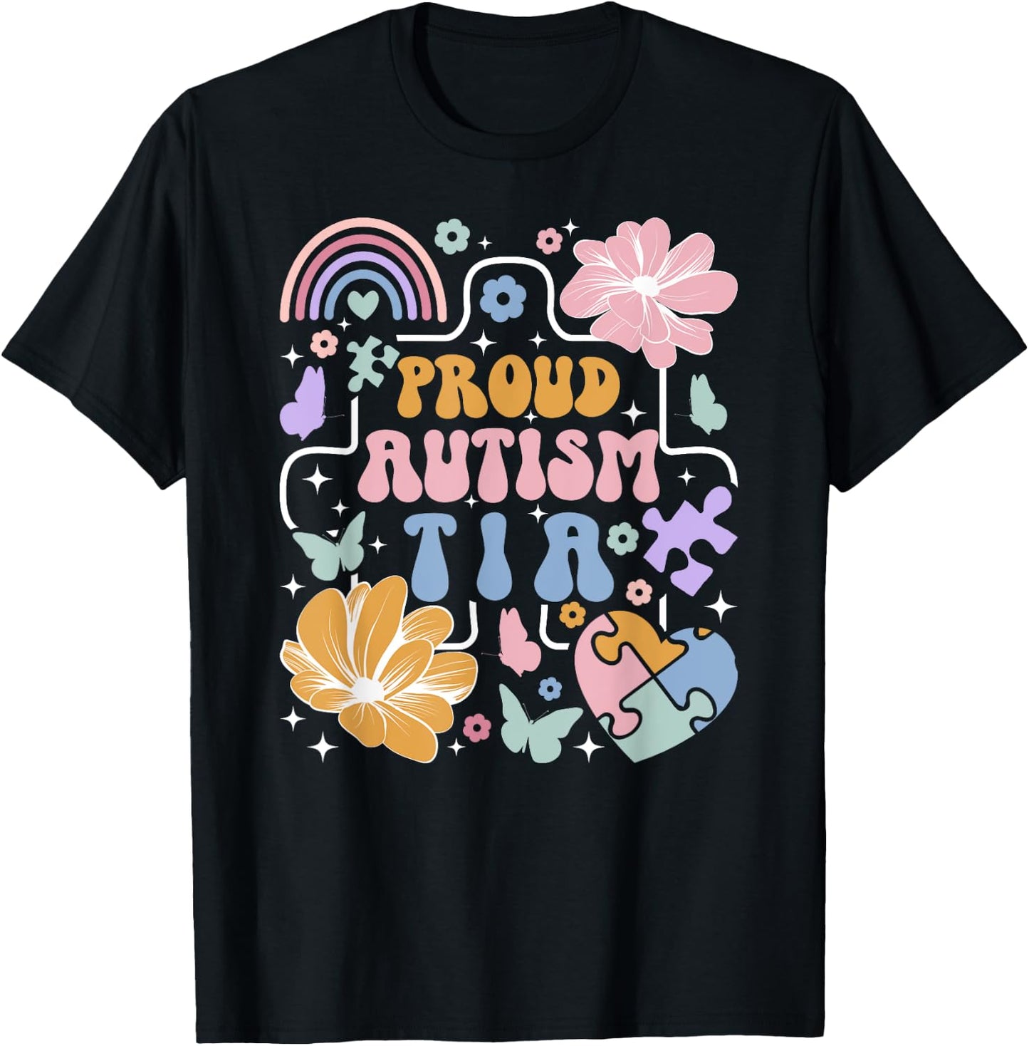 Groovy Proud Autism Tia Autism Awareness For Tia T-Shirt - T-Shirt | Black