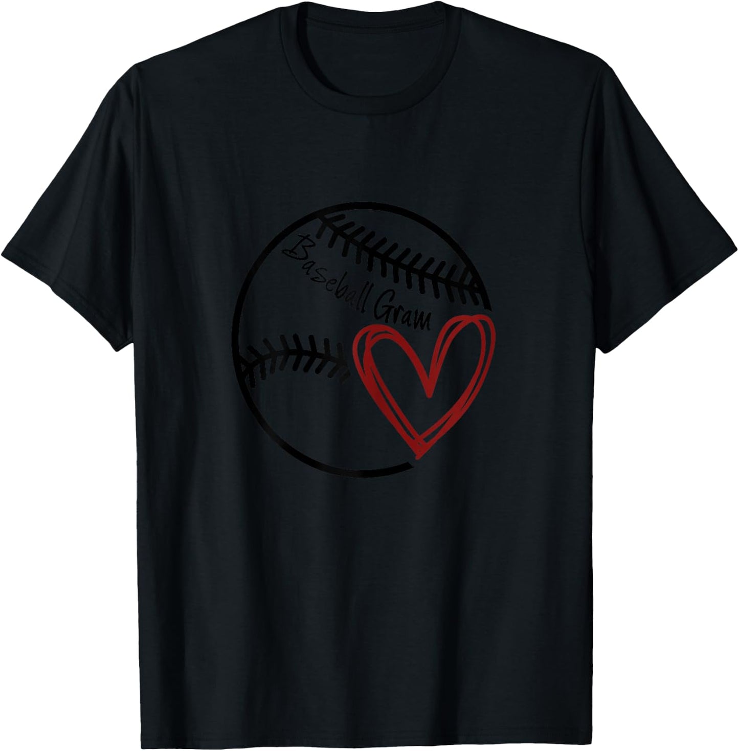 Baseball Gram Heart Grandma T-Shirt - T-Shirt | Black