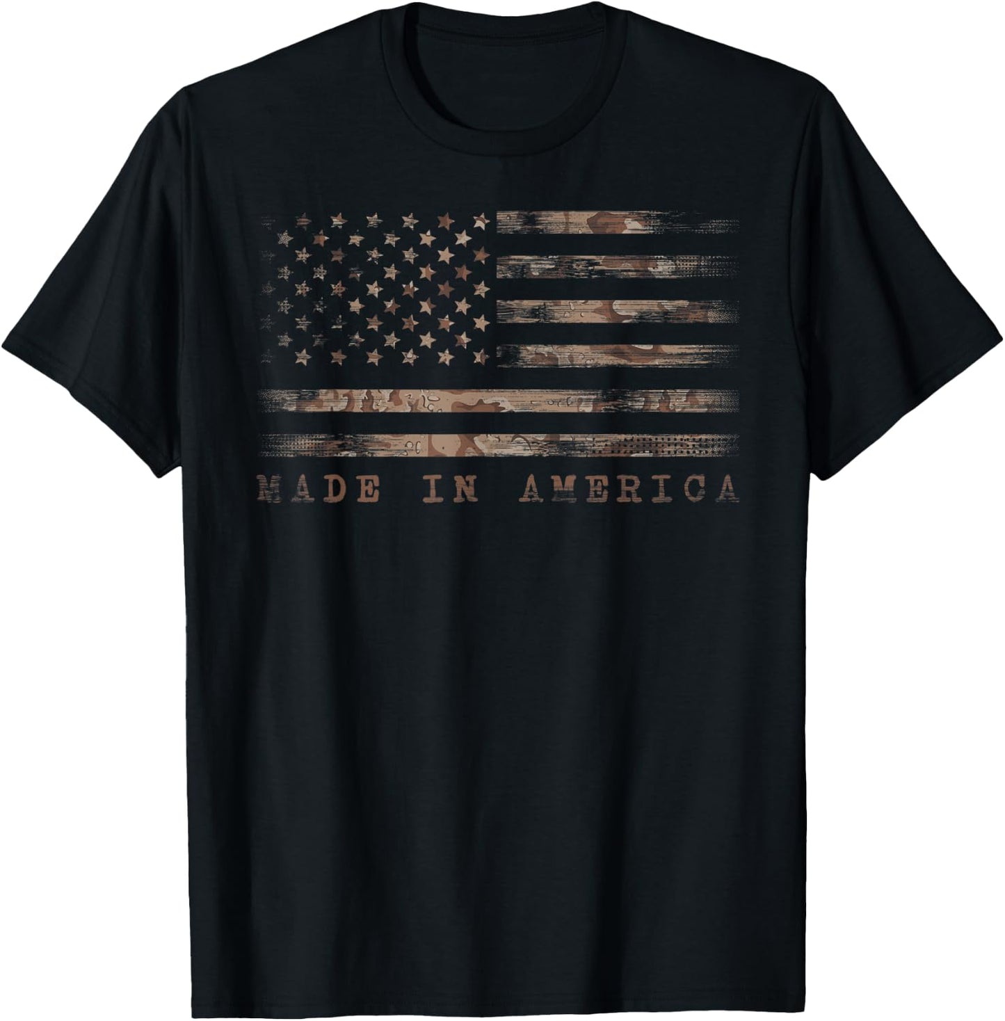 Made In America With US Flag Design For USA Independence Day T-Shirt - T-Shirt | Black