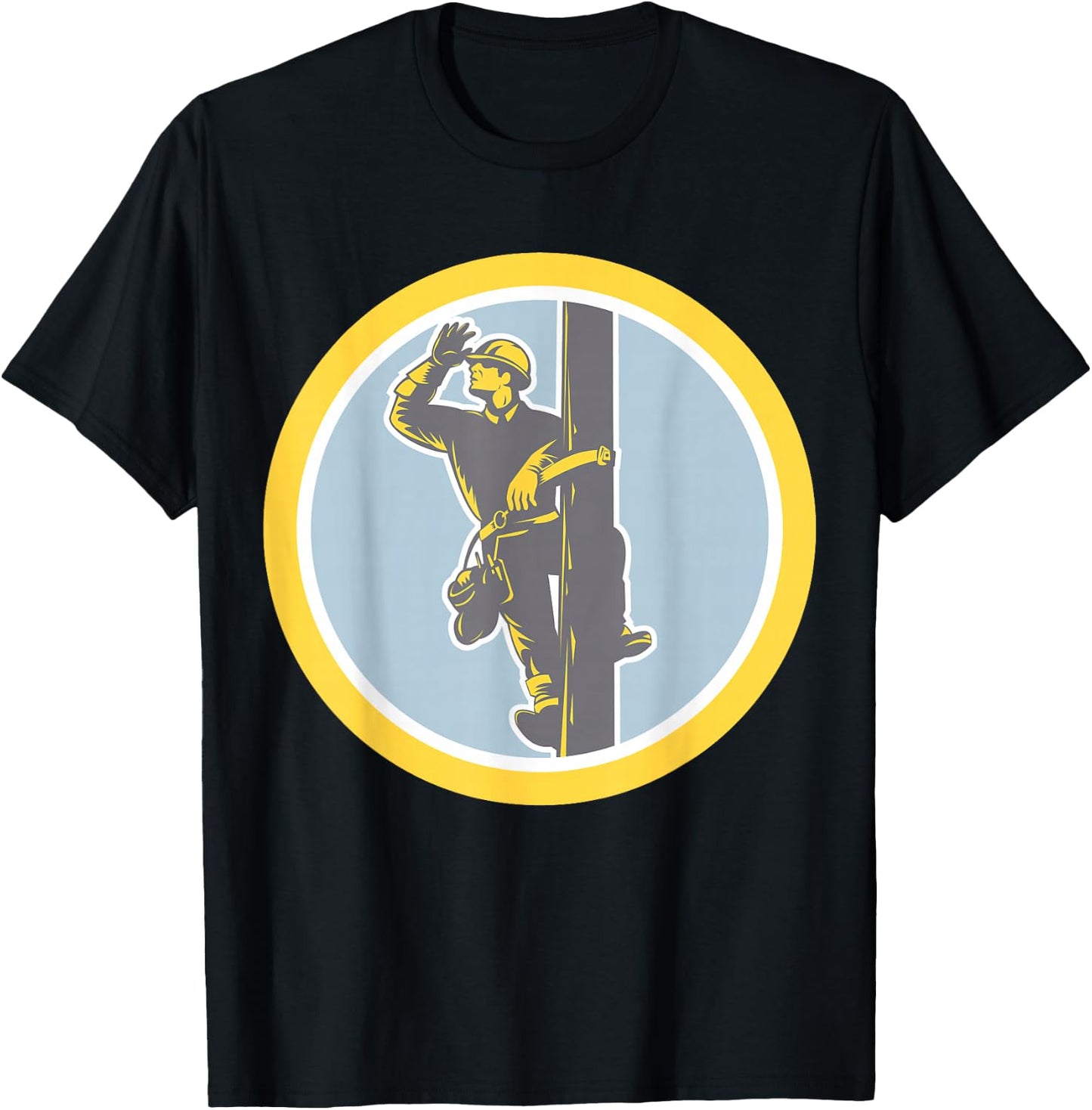 Electrician holding lightning bolt - Telephone - Repairman T-Shirt - T-Shirt | Black
