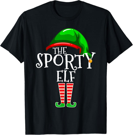 The Sporty Elf Family Matching Group Christmas T-Shirt - T-Shirt | Black