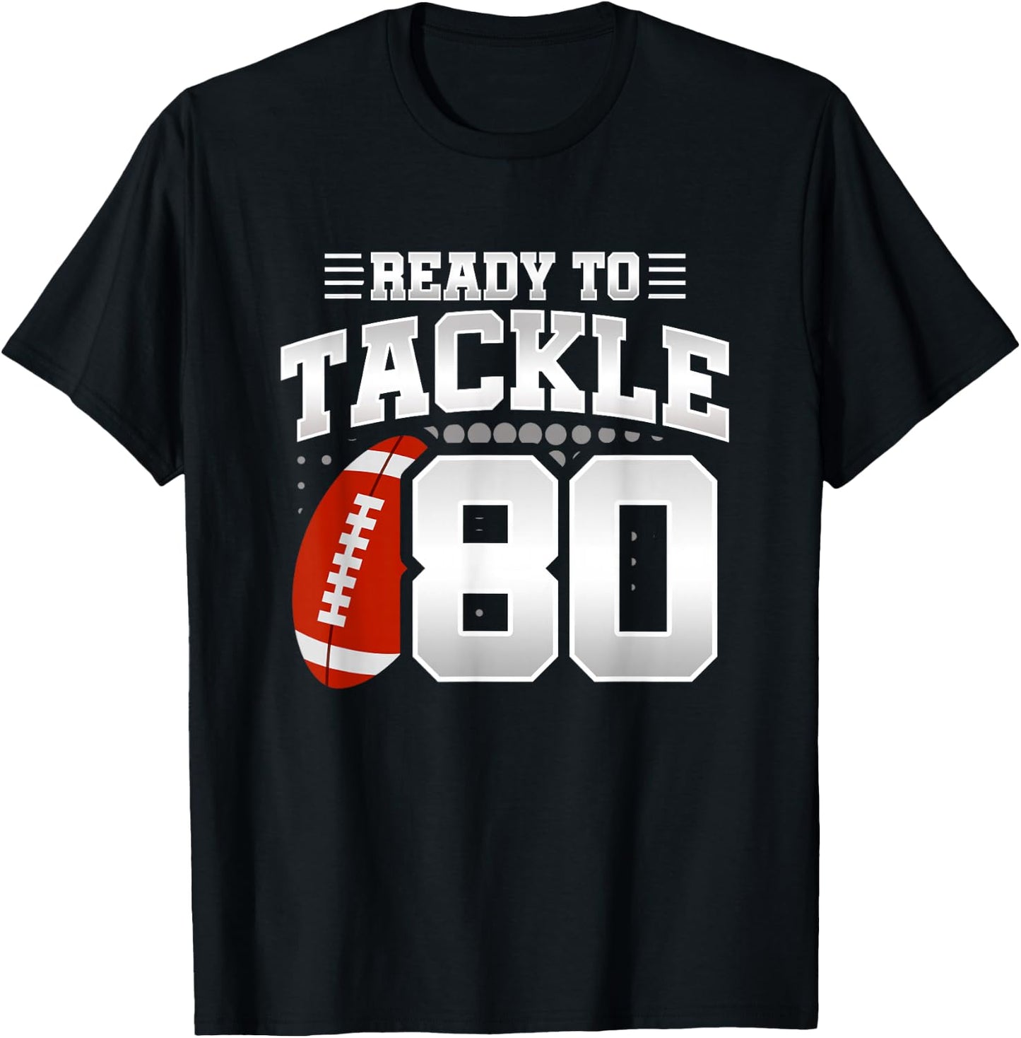 80th Birthday - Football Birthday Party - 80th Birthday T-Shirt - T-Shirt | Black