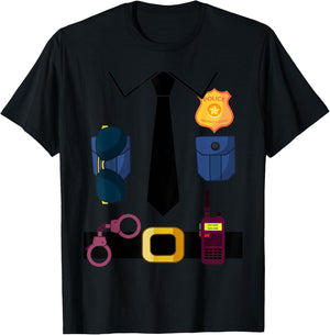 Police Costume For Kids & Adults Halloween Police Officer T-Shirt - T-Shirt | Black