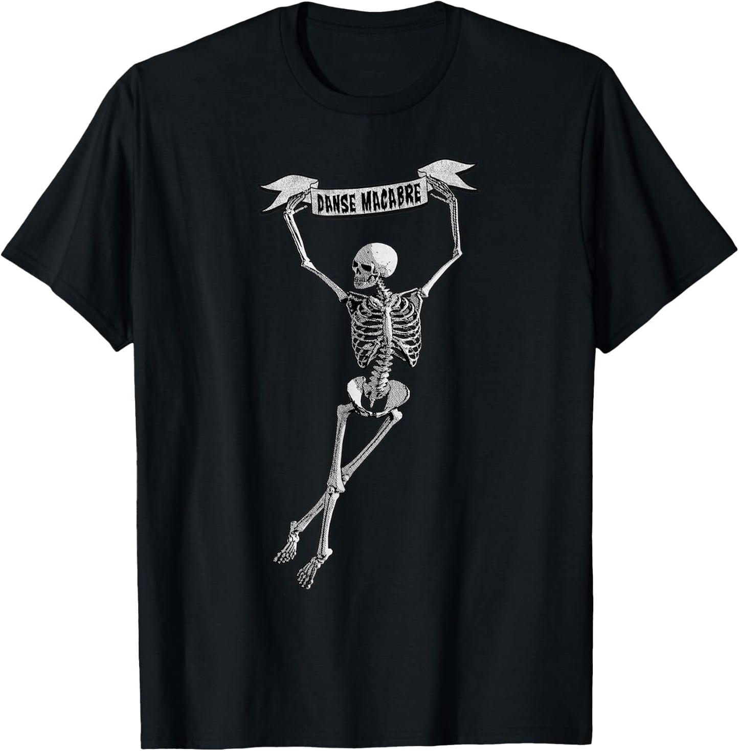 Danse Macabre Dancing Skeleton Halloween Dance of Death T-Shirt - T-Shirt | Black