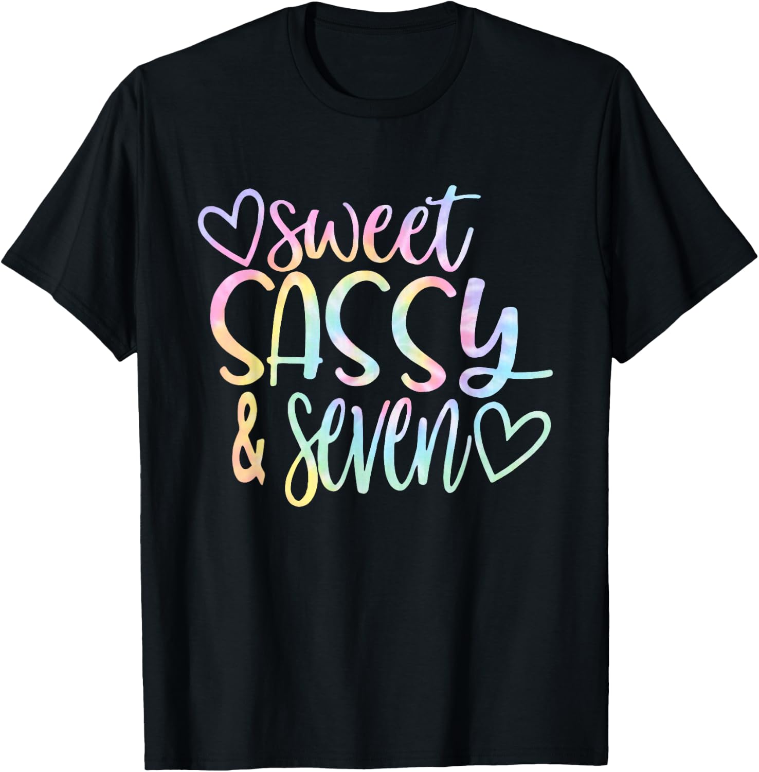 Sweet Sassy and Seven Girl's Birthday Tie Dye Girls Kids T-Shirt - T-Shirt | Black