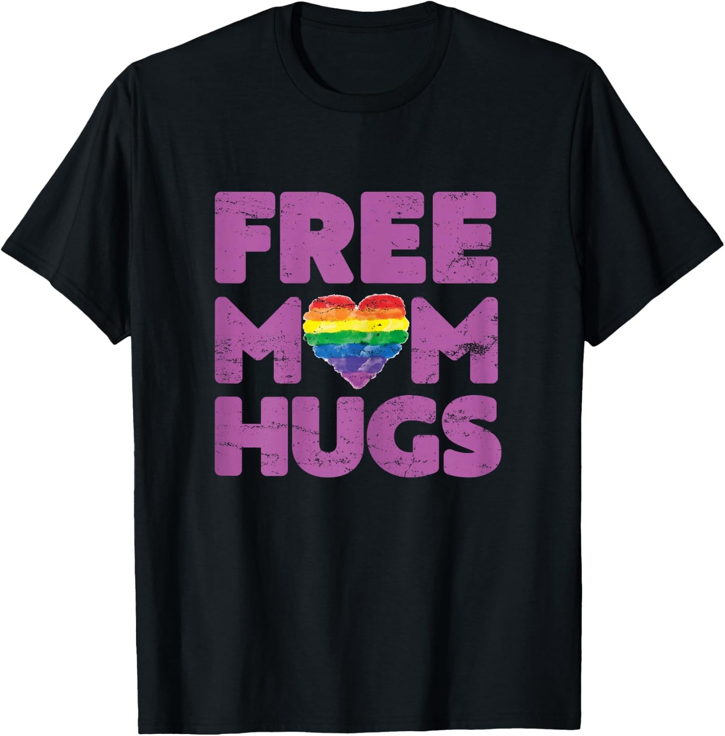Free Mom Hugs , Free Mom Hugs Rainbow Gay Pride T-Shirt - T-Shirt | Black