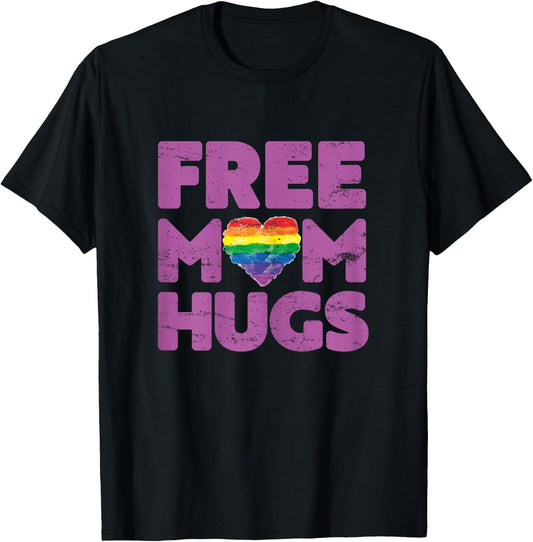 Free Mom Hugs , Free Mom Hugs Rainbow Gay Pride T-Shirt - T-Shirt | Black