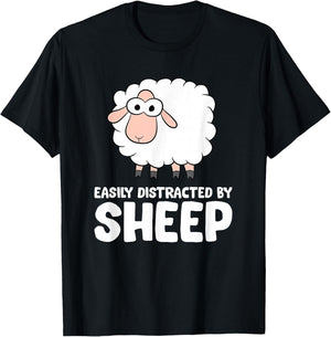 Easily Distracted By Sheep T-Shirt - T-Shirt | Black