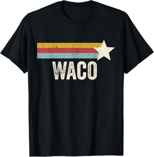 US American City 70's Star USA - Vintage Retro Waco T-Shirt - T-Shirt | Black