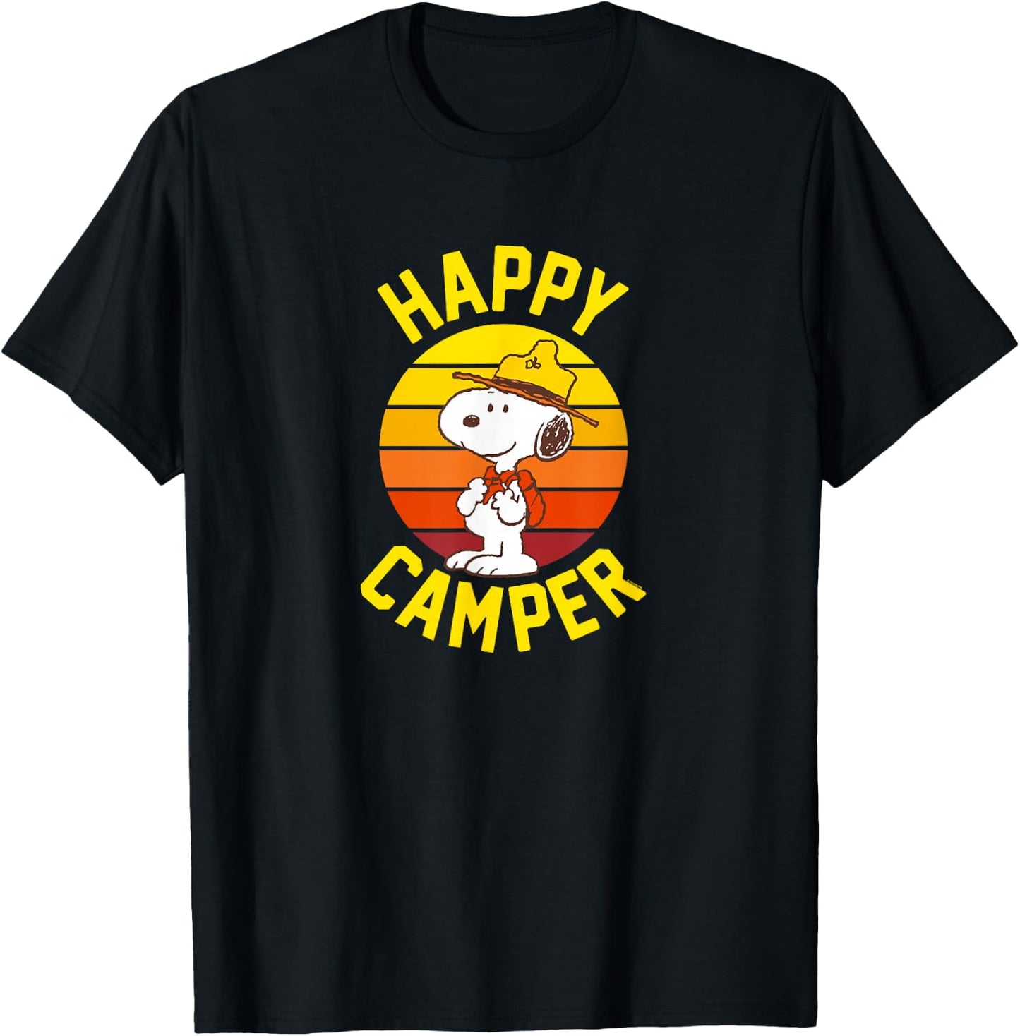 Peanuts - Snoopy Happy Camper T-Shirt - T-Shirt | Black