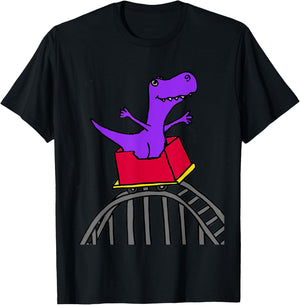 SmileteesFunny Funny T-rex Riding Roller Coaster T-Shirt - T-Shirt | Black