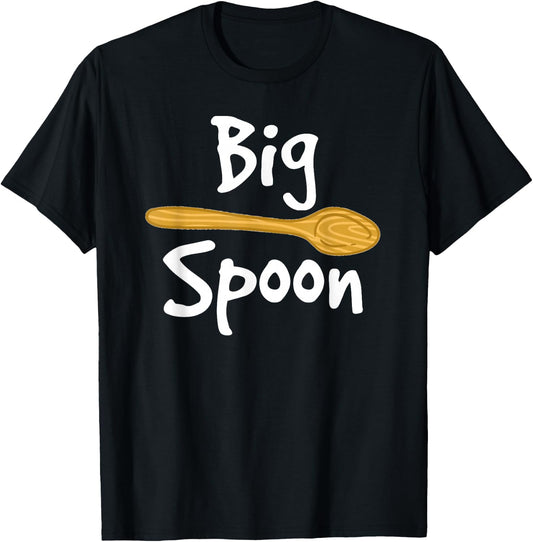 Cute Big Spoon Little Spoon Matching Couple T-Shirt - T-Shirt | Black