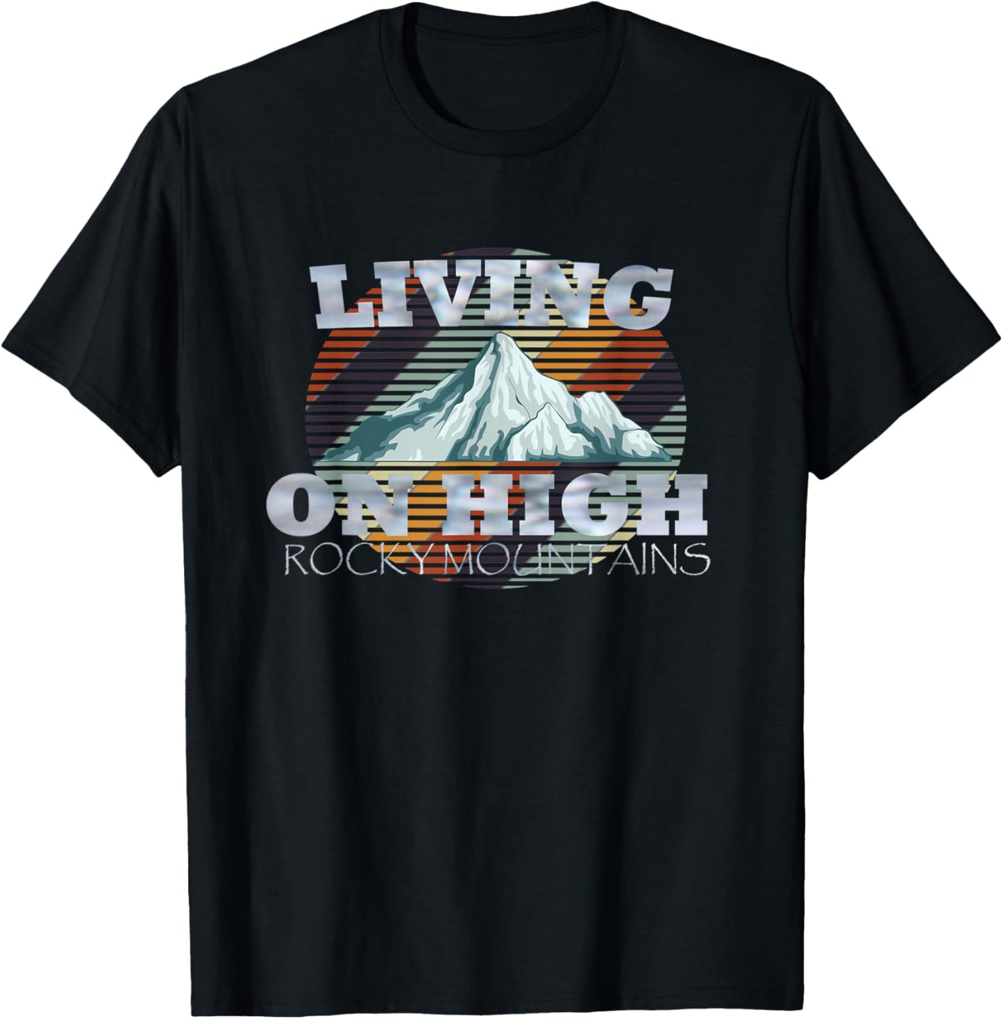 Vintage Living On High Rocky Mountains T-Shirt - T-Shirt | Black