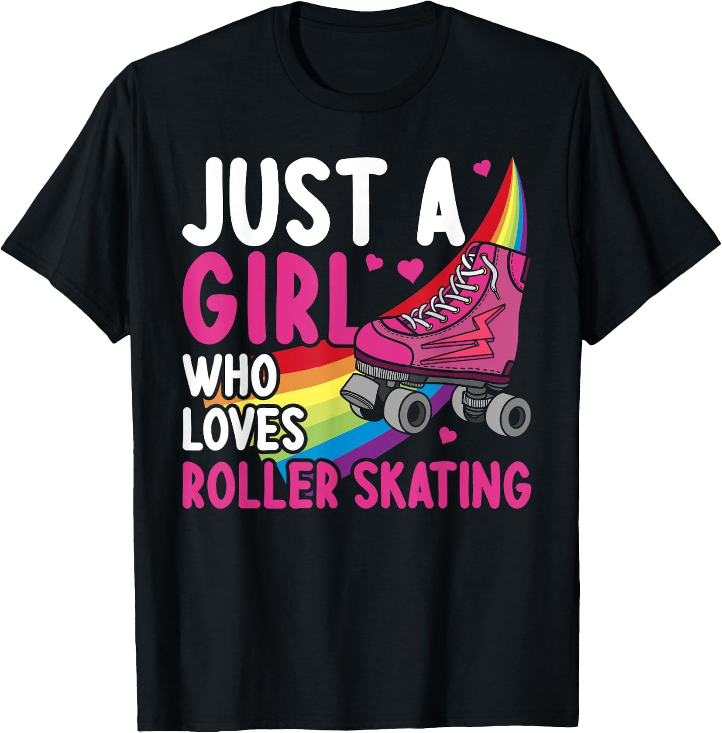 Funny Roller Skating Art Girls Women Kids Roller Disco Skate T-Shirt - T-Shirt | Black
