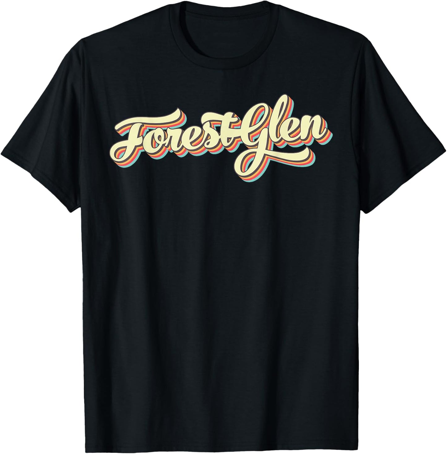 Forest Glen Retro Art Baseball Font Vintage T-Shirt - T-Shirt | Black