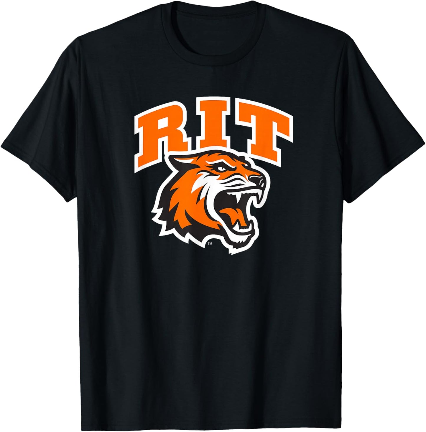 Rochester Institute of Technology RIT Tiger Stacked Logo T-Shirt - T-Shirt | Black