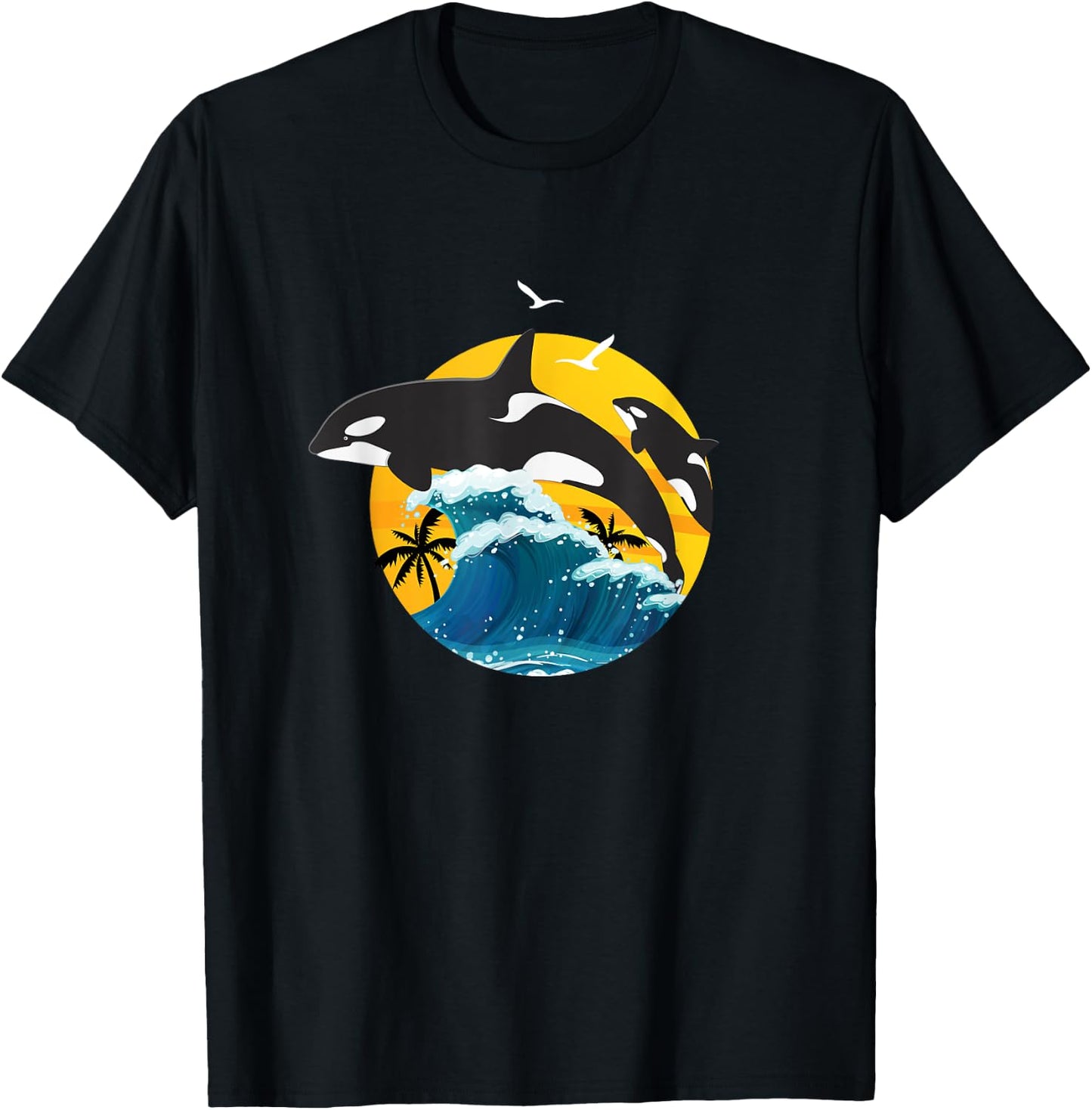 Orca Squad Whale Sunset Sea Animal Wildlife Boys & Girls T-Shirt - T-Shirt | Black
