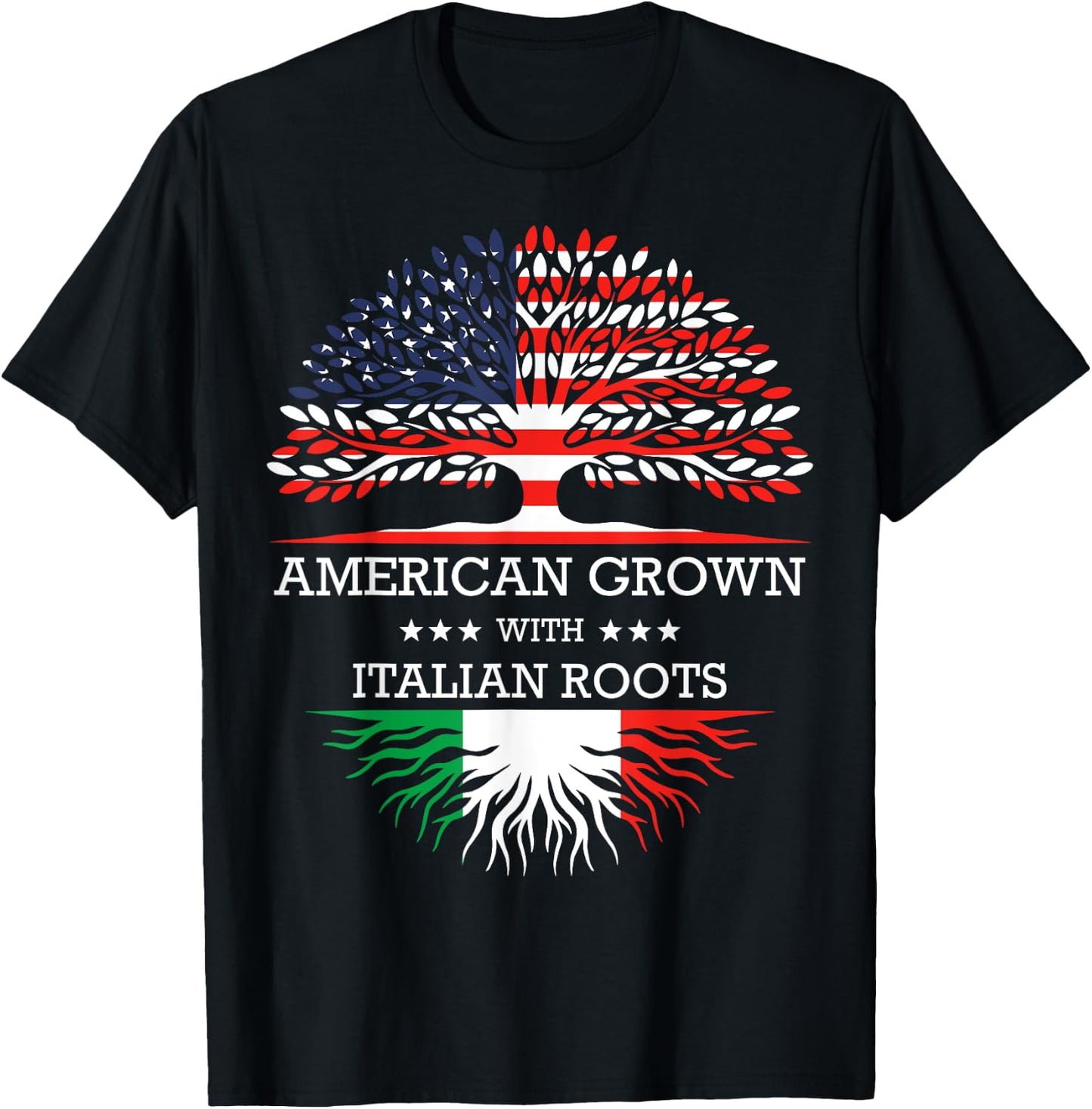 American Grown with Italian Roots USA Flag T-Shirt - T-Shirt | Black