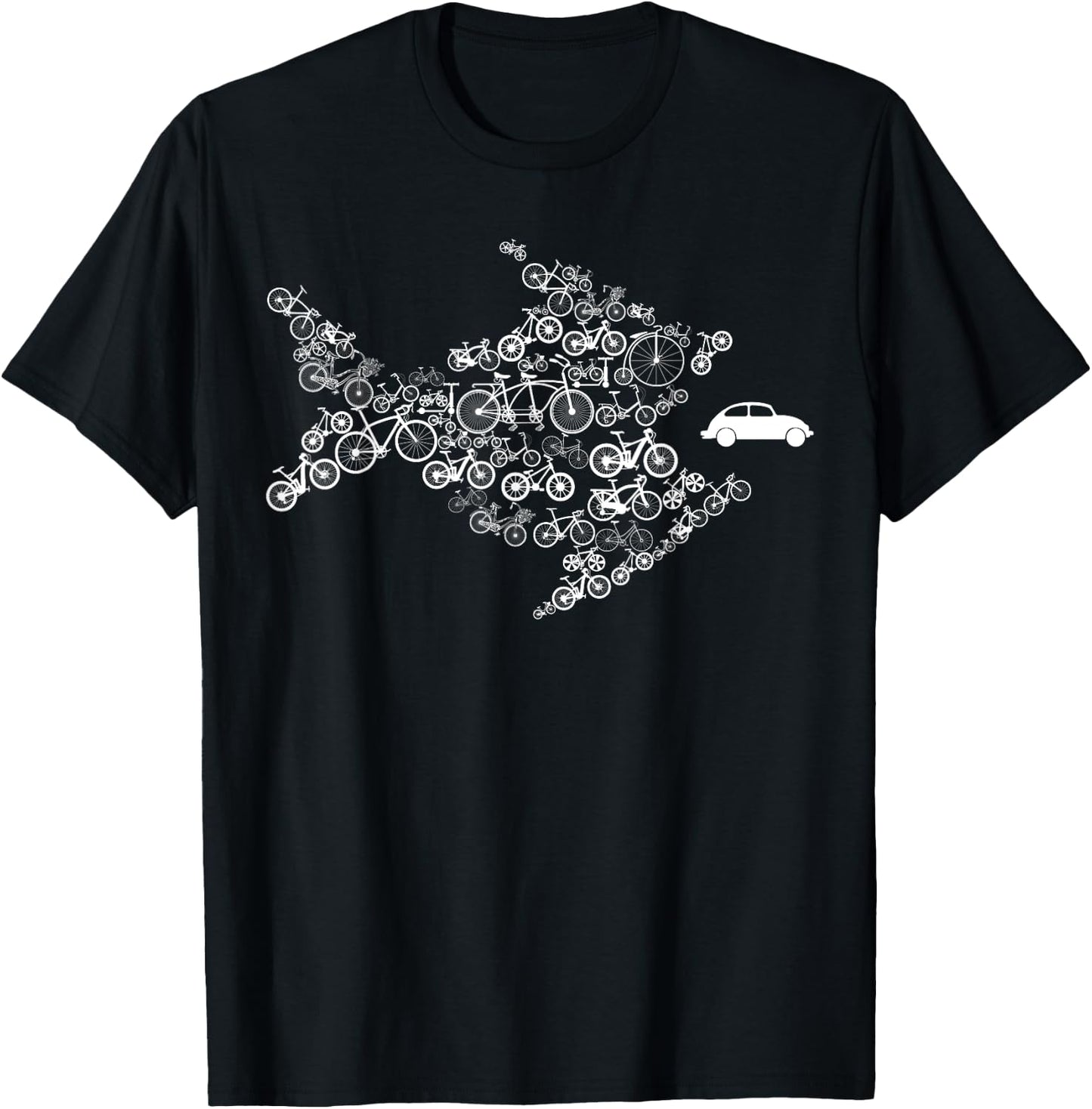 Bicycle fish eats car T-Shirt - T-Shirt | Black