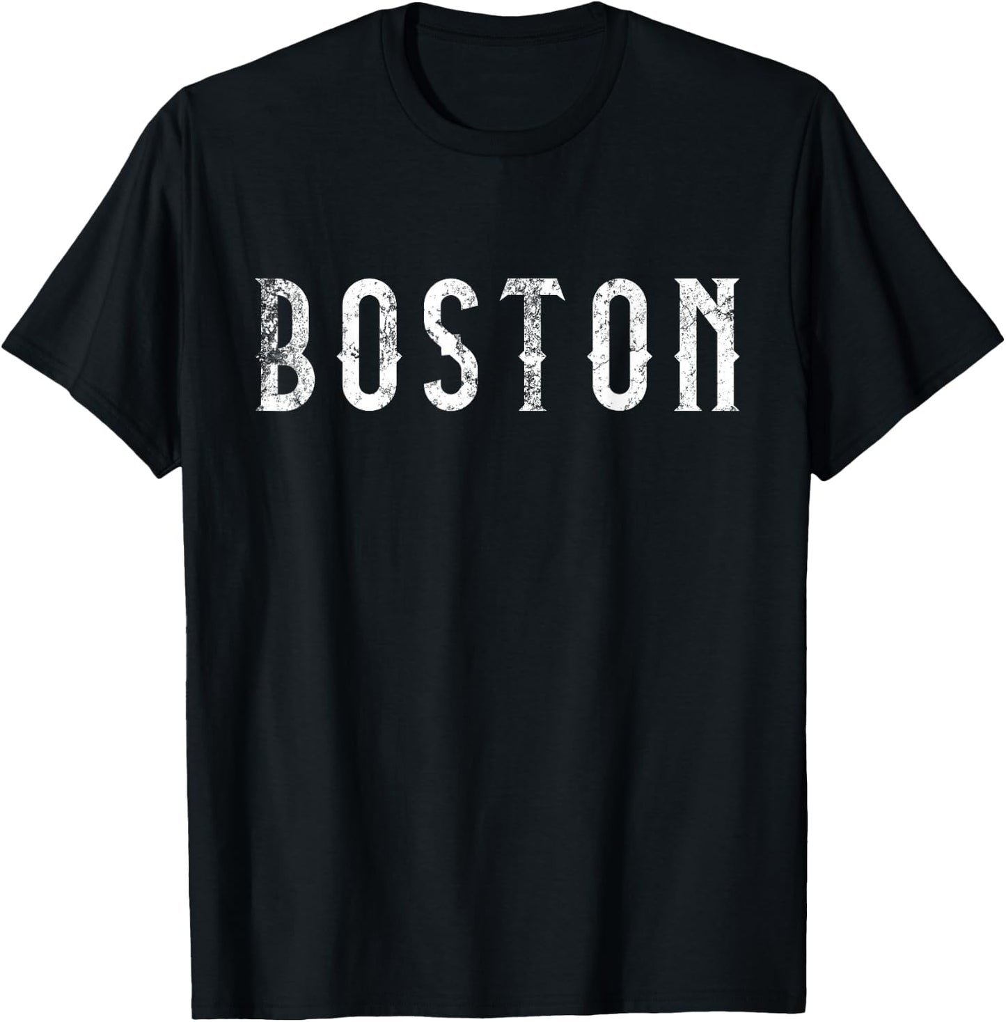 Vintage Boston Massachusetts Distressed T-Shirt - T-Shirt | Black