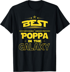 Best POPPA in the Galaxy Shirt Fathers Day Gift Love Grandpa T-Shirt - T-Shirt | Black