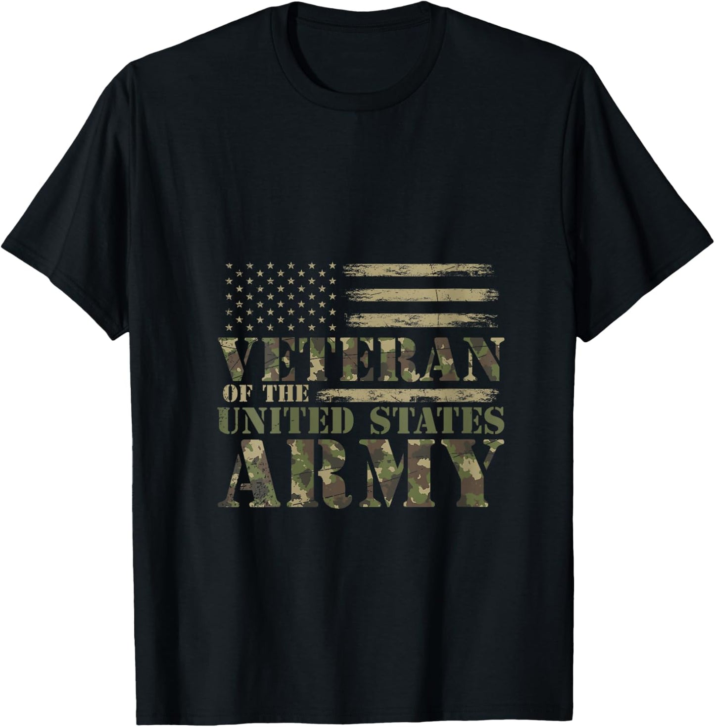 Proud Soldier United States Army USA Flag Camouflage Veteran V-Neck T-Shirt - T-Shirt | Black