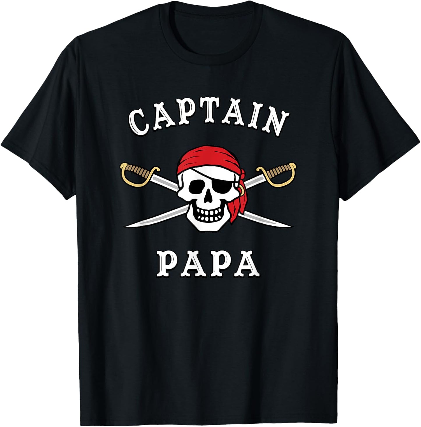 Captain Papa Funny Pirate Grandpa T-Shirt - T-Shirt | Black