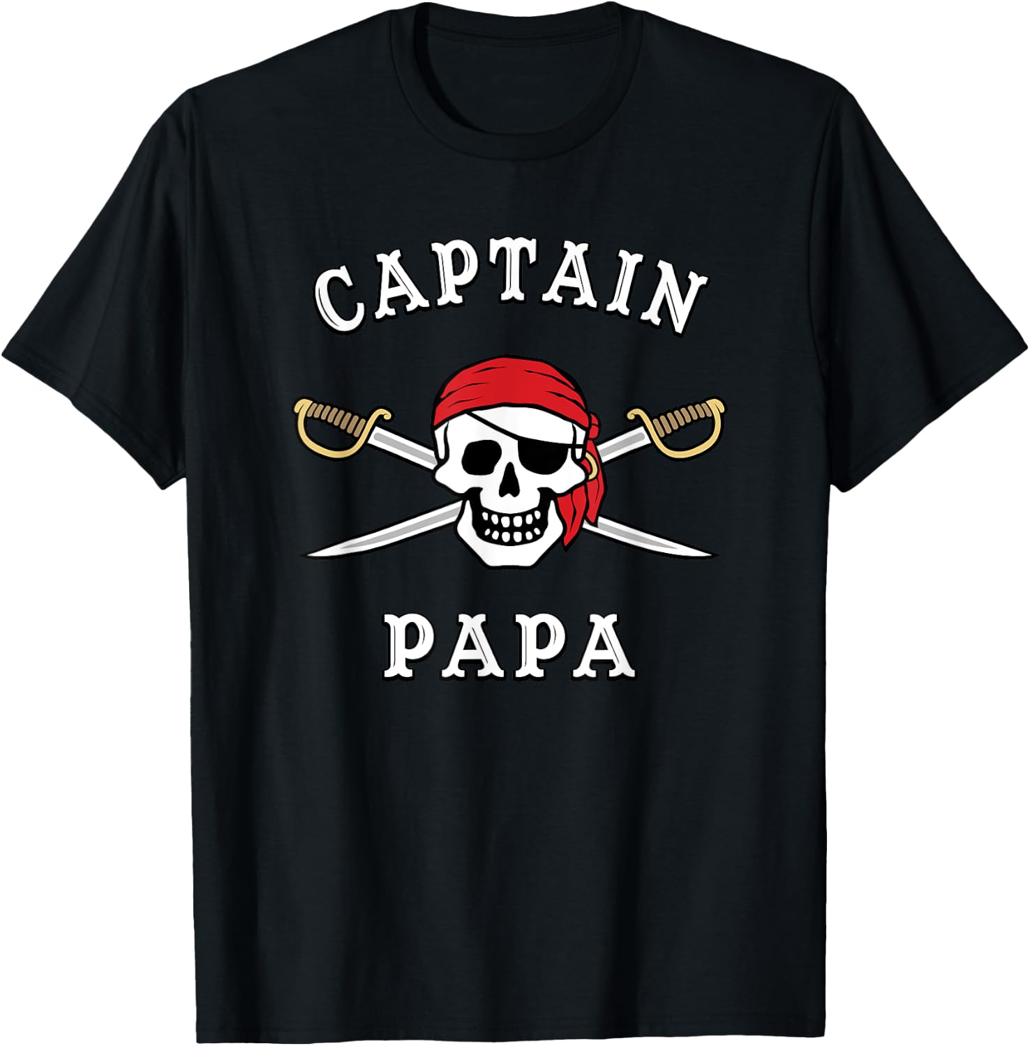 Captain Papa Funny Pirate Grandpa T-Shirt - T-Shirt | Black
