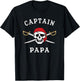 Captain Papa Funny Pirate Grandpa T-Shirt - T-Shirt | Black