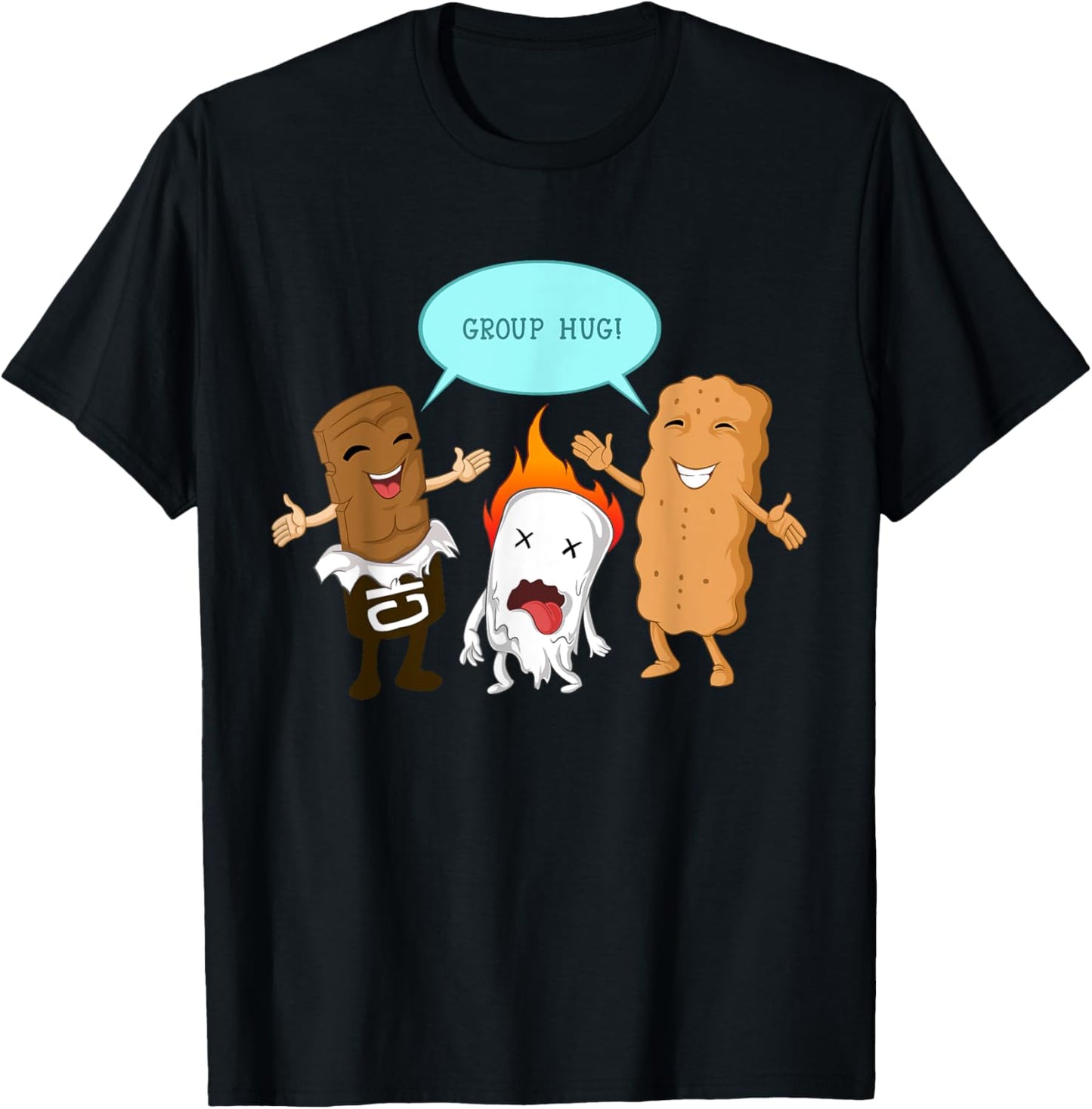 Group Hug S'mores Marshmallows Cute Camping Funny Food Gift T-Shirt - T-Shirt | Black
