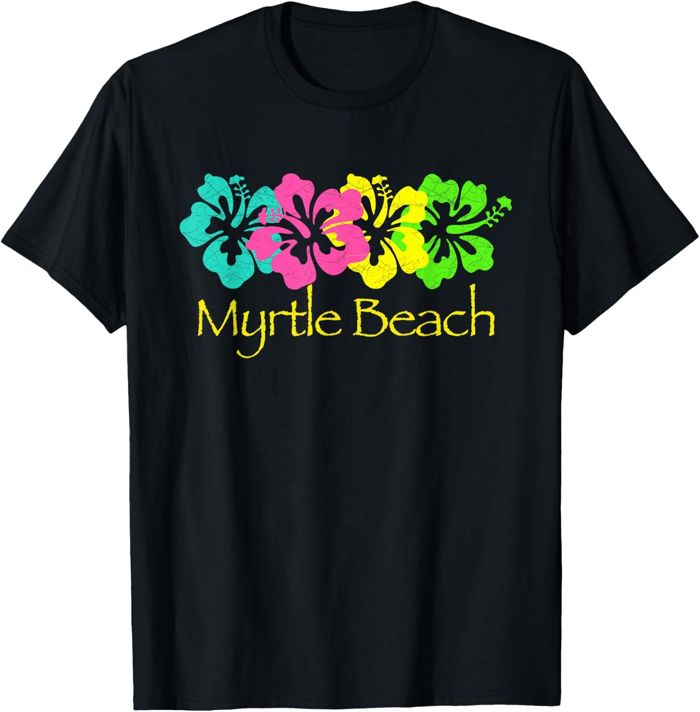 Myrtle Beach Tropical Beach Design/Myrtle Beach Surf T-Shirt - T-Shirt | Black