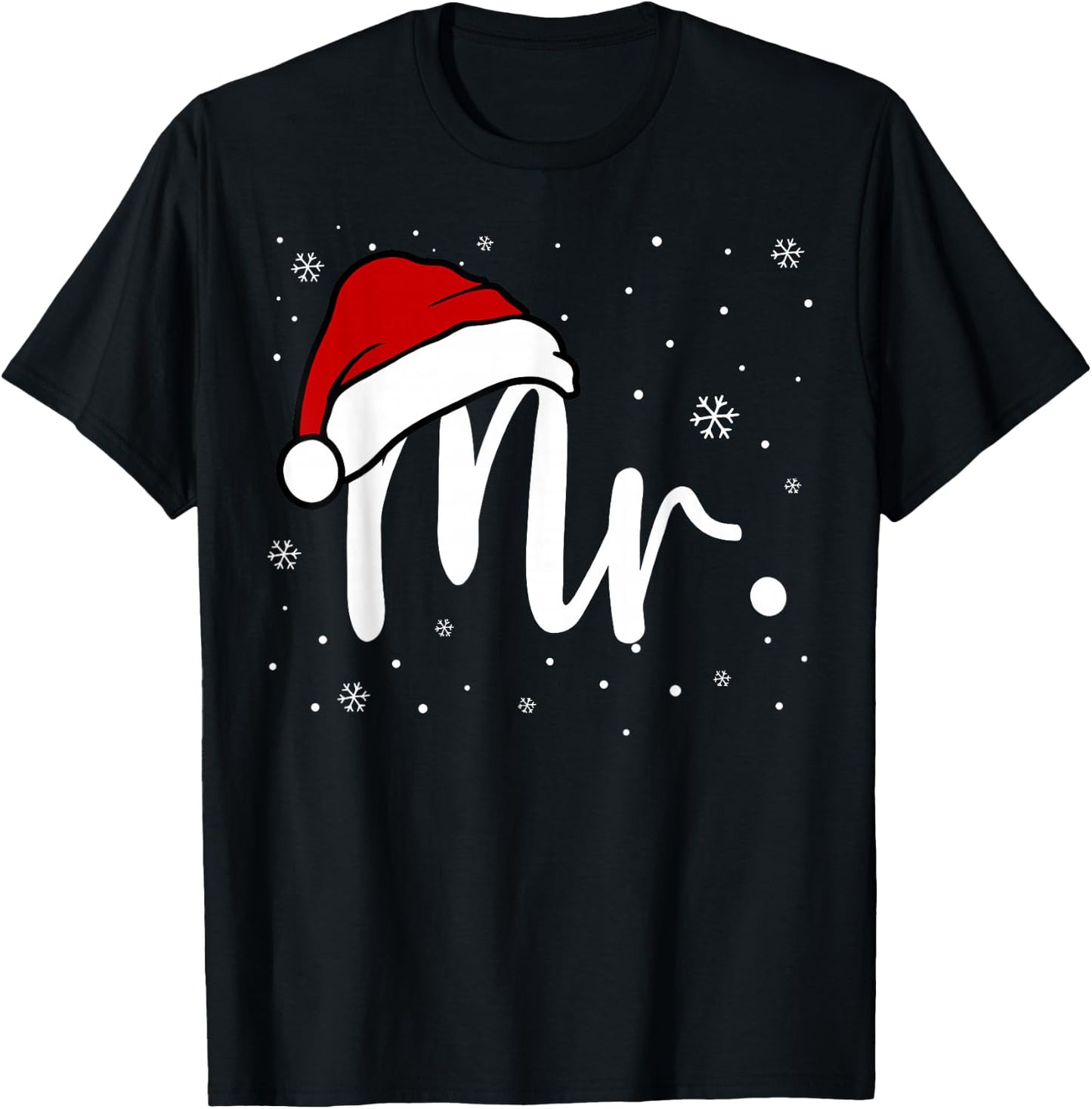 Mr And Mrs Claus Christmas Couples Matching His And Her T-Shirt - T-Shirt | Black