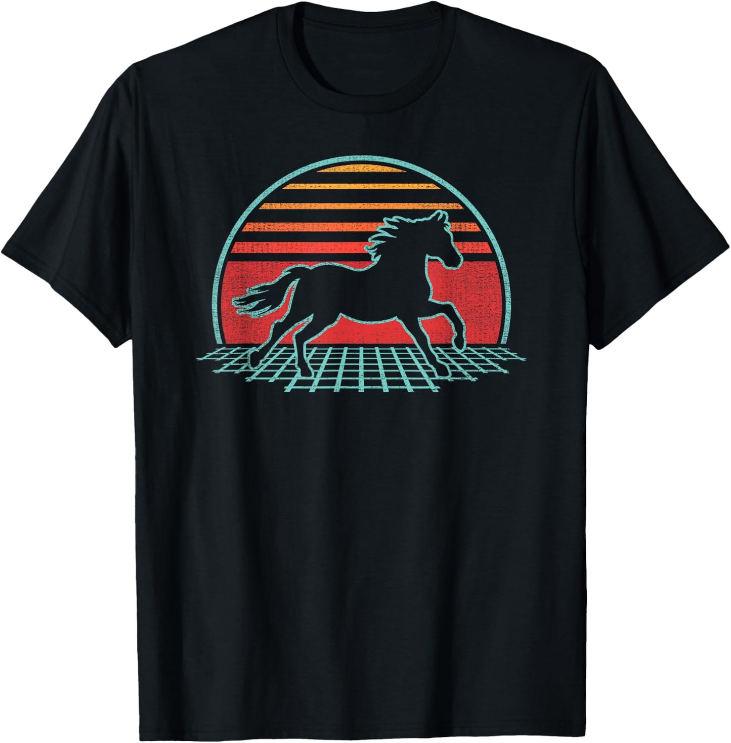 Horse Lover Animal Retro Vintage 80s Style T-Shirt - T-Shirt | Black