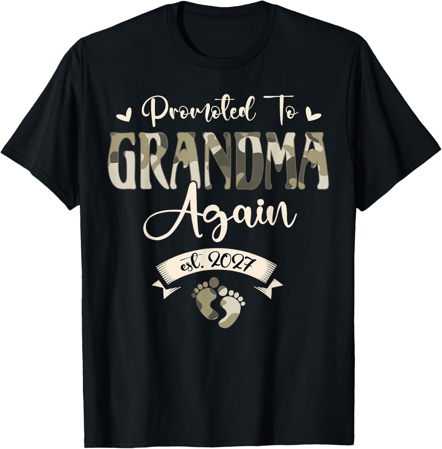 Promoted to Grandma Again 2027 T-Shirt - T-Shirt | Black