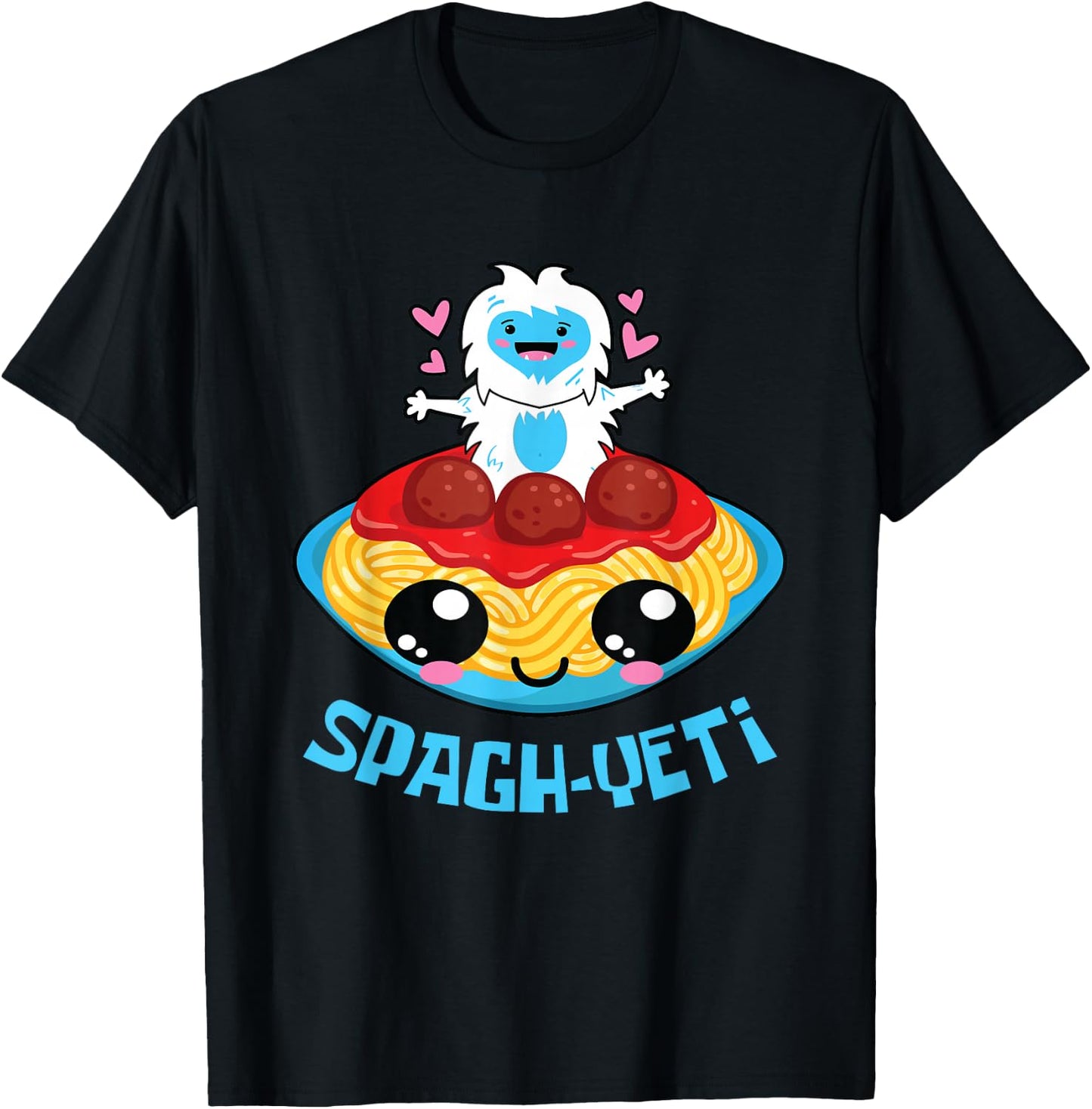 Spagh-Yeti I Spaghetti Sweet Kawaii Yeti Bigfood Manga T-Shirt - T-Shirt | Black