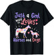 Horse Dog Just A Girl Who Loves Horses And Dogs Gift T-Shirt - T-Shirt | Black