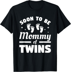 Soon To Be Mommy Of Twins Pregnancy Announcement T-Shirt - T-Shirt | Black