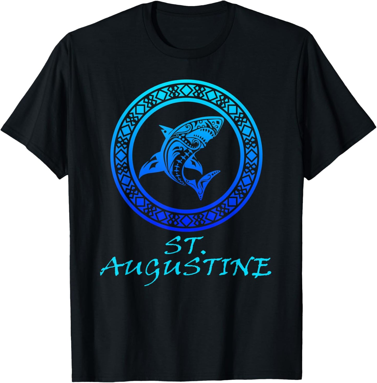 St. Augustine, Florida Vintage Retro Tribal Shark Vacation T-Shirt - T-Shirt | Black