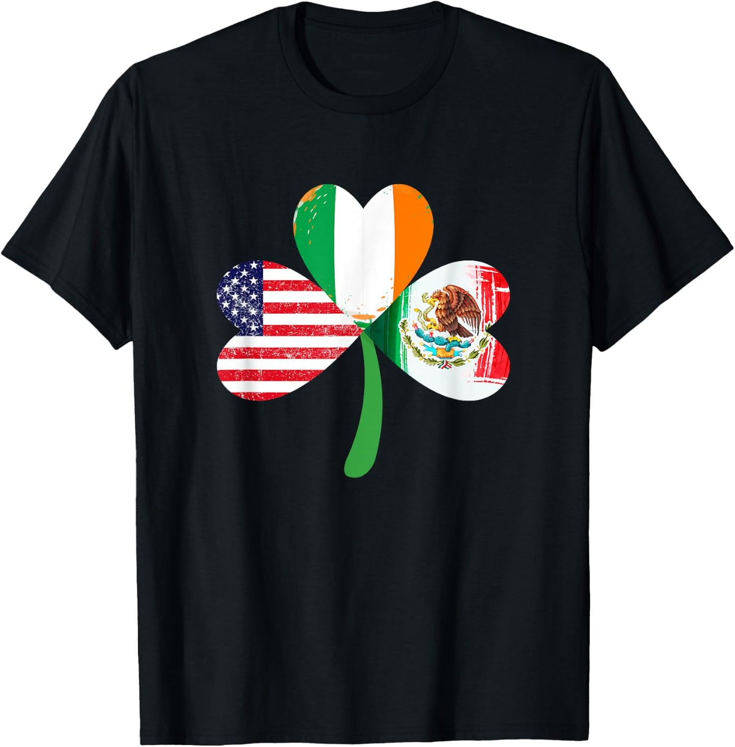 American Ireland Mexican Lucky Leaf Irish St. Patrick's Day T-Shirt - T-Shirt | Black