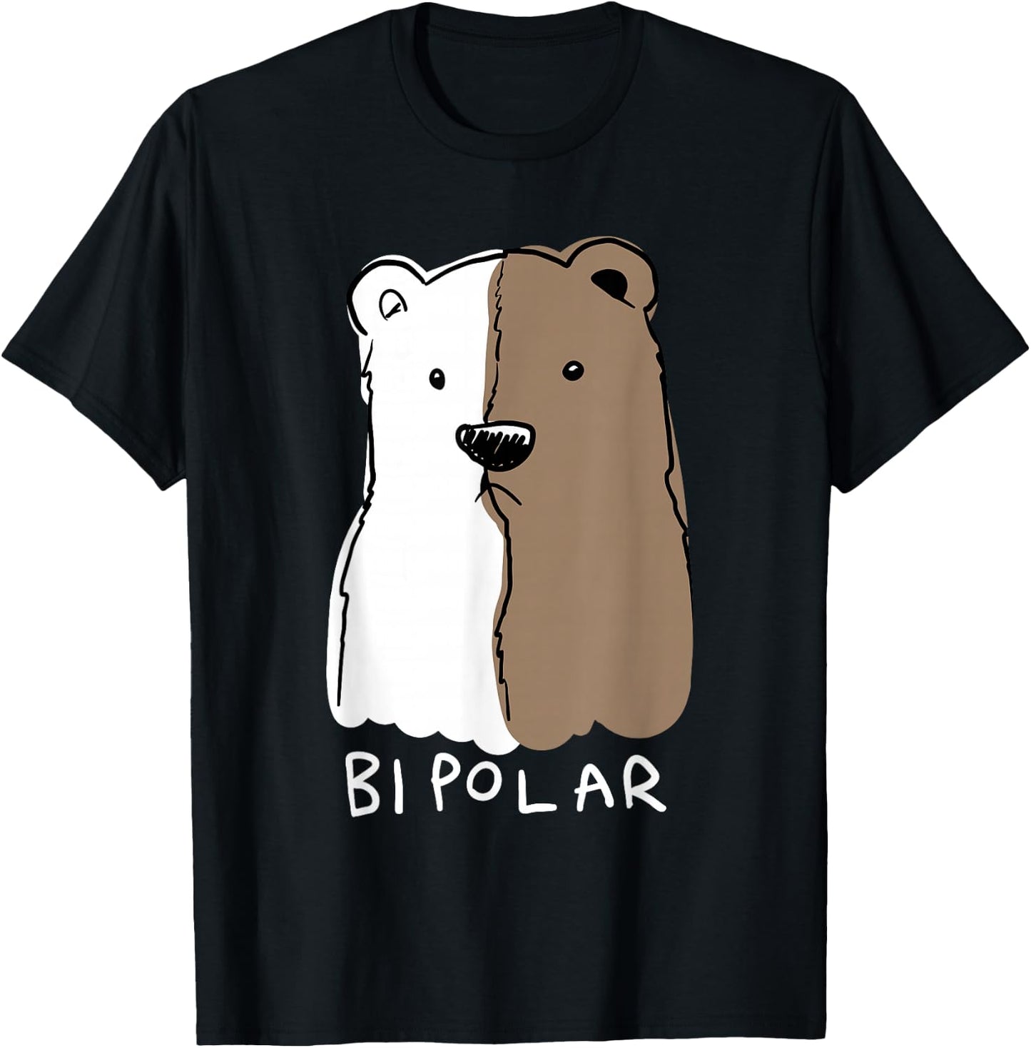 Funny Bipolar Disorder Design Men Women Bipolar Polar Bear T-Shirt - T-Shirt | Black