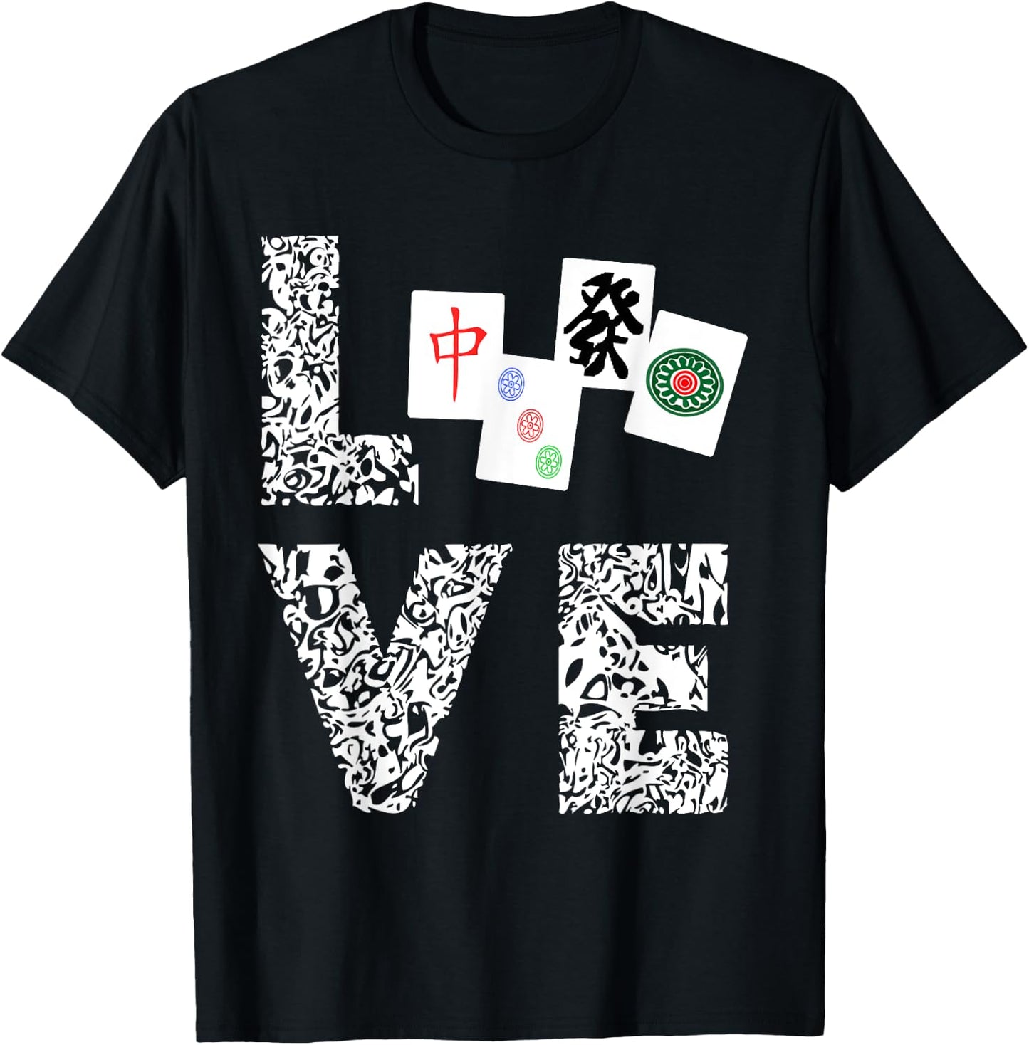 Mahjong Love Playing Chinese Game Mah Jongg Player T-Shirt - T-Shirt | Black