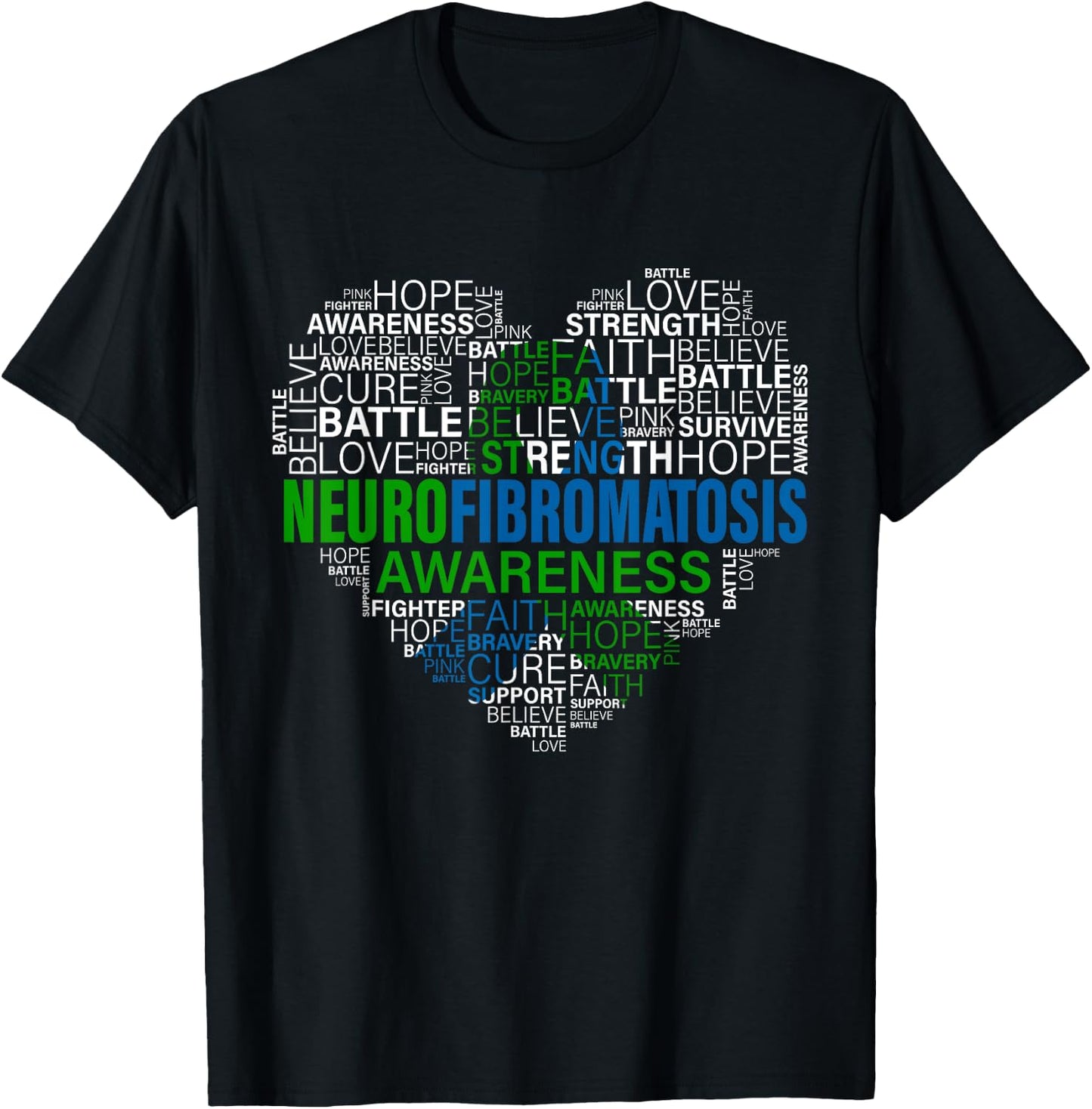 Neurofibromatosis Awareness Hope Support Strong Warrior T-Shirt - T-Shirt | Black