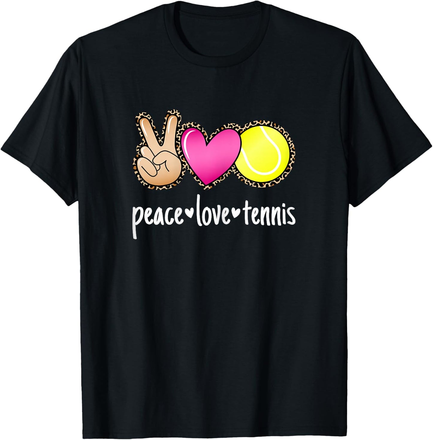 Peace Love Tennis Player and Girls T-Shirt - T-Shirt | Black