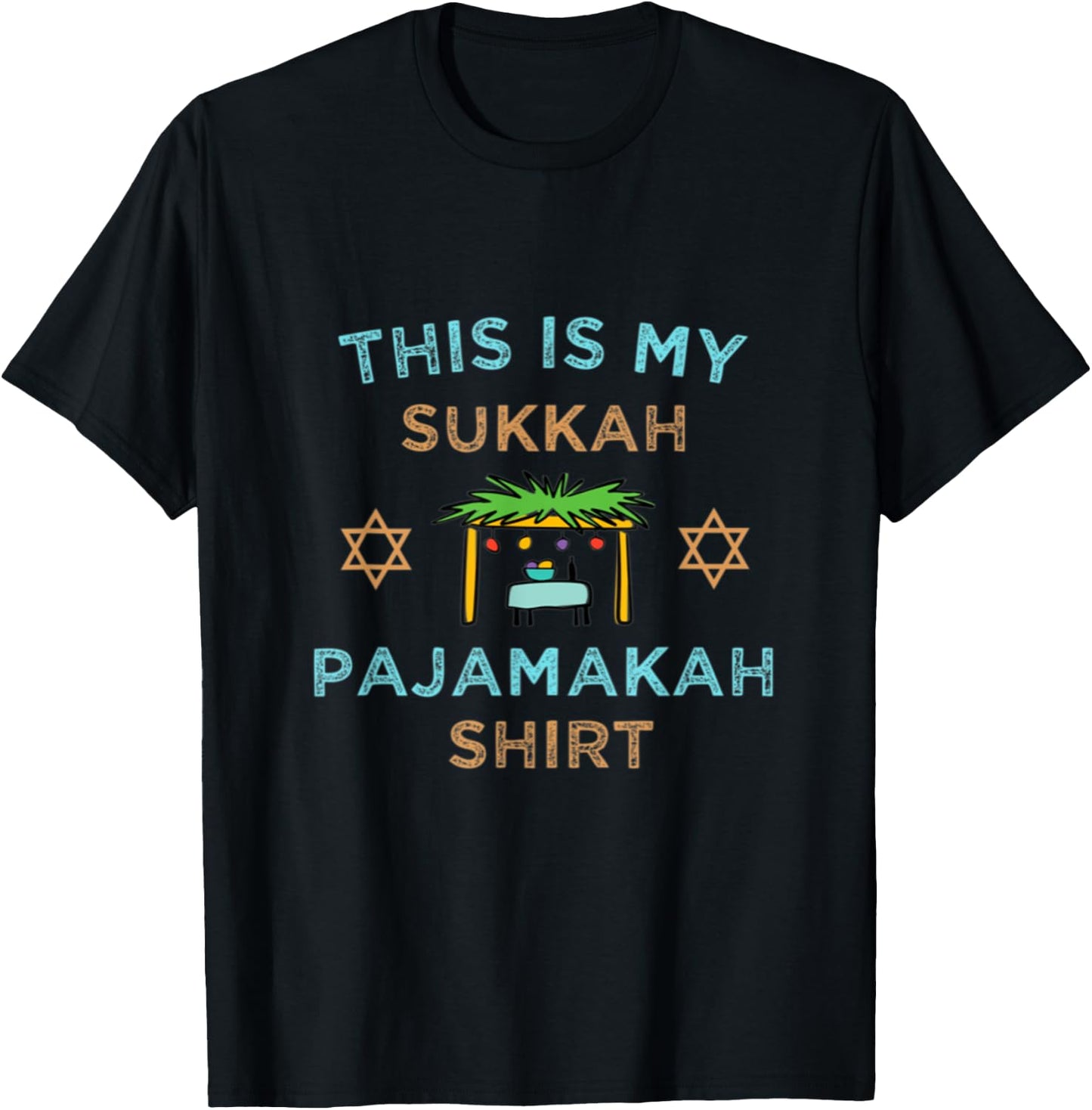 This Is My Sukkah Pajamakah Sukkot Pajama Jewish Sleeping T-Shirt - T-Shirt | Black