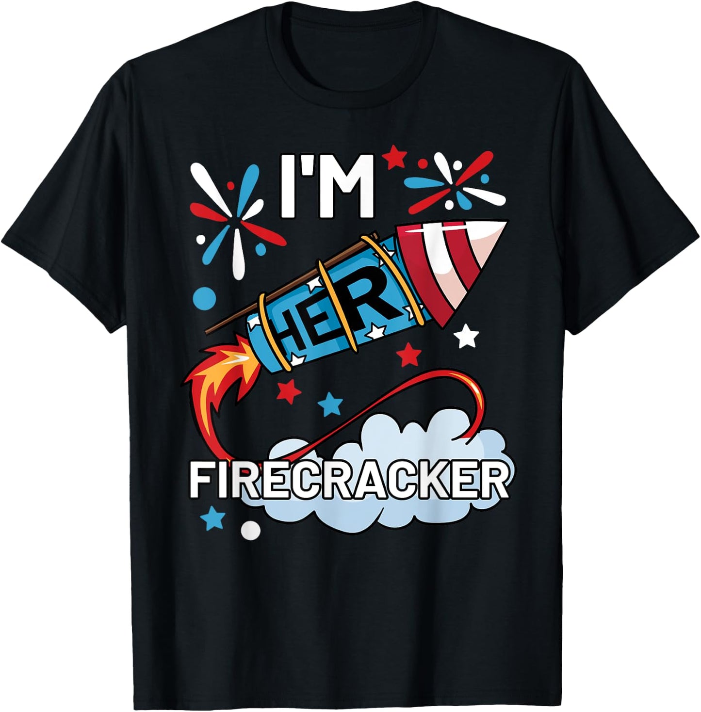 I'm Her Firecracker July 4th Matching Couple Cute T-Shirt - T-Shirt | Black