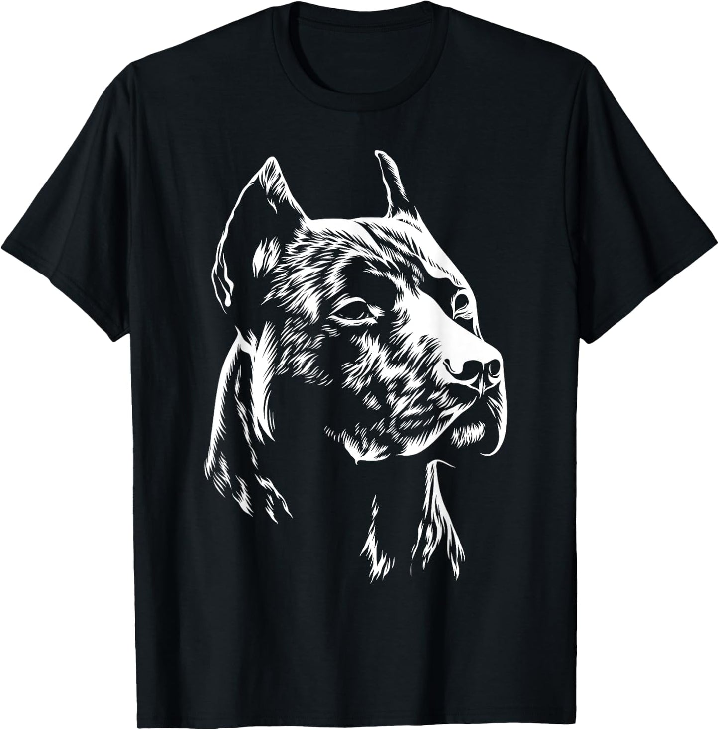 White Portrait | American Pitbull Terrier T-Shirt - T-Shirt | Black