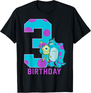 Disney Pixar Monsters Inc. Mike and Sully 3rd Birthday T-Shirt - T-Shirt | Black