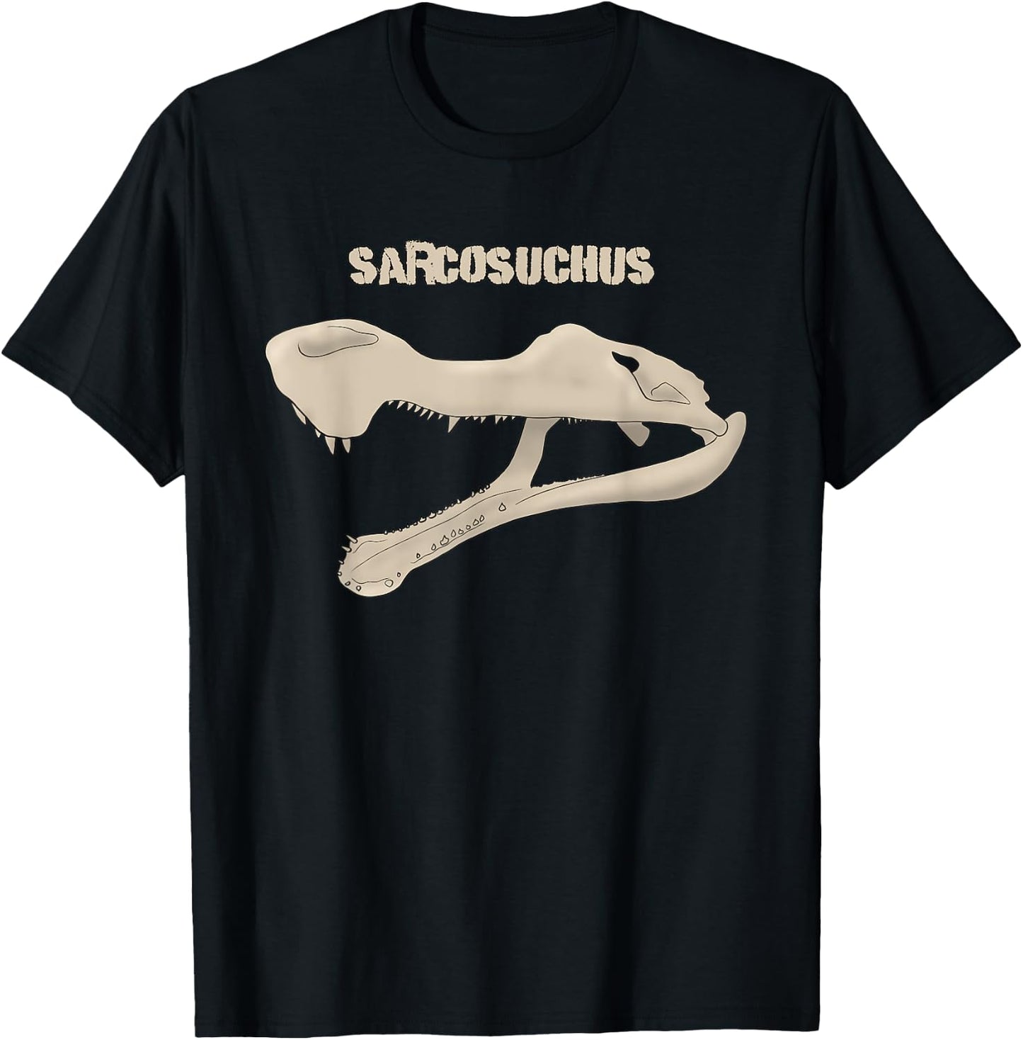 Dinosaur Sarcosuchus Fossil Crocodile Prehistoric Lizard T-Shirt - T-Shirt | Black